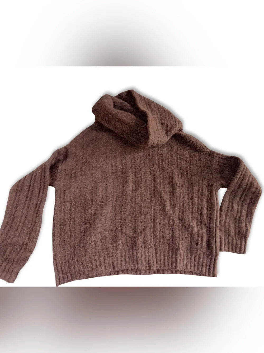 Line & Dot Ribbed Turtleneck Sweater in Chocolate Brown